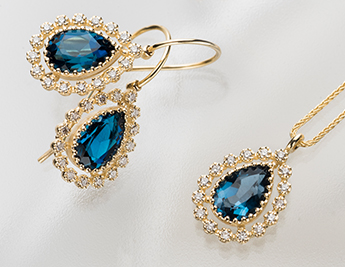 Fit for a Queen Collection | 14K Gold Jewelry with Blue Topaz and Diamonds