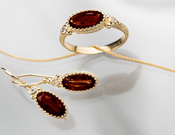 Carmine Collection | 14K Gold Jewelry with Garnet and Diamonds