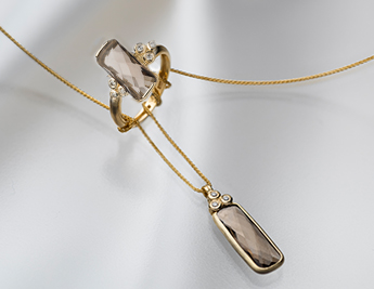 Praline Collection | 14K Gold Jewelry with Smoky Quartz and Diamonds