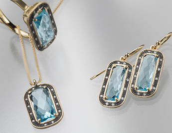 The Oracle Collection | 14K Gold Rhodium Finished Jewelry with Blue Topaz and Diamond