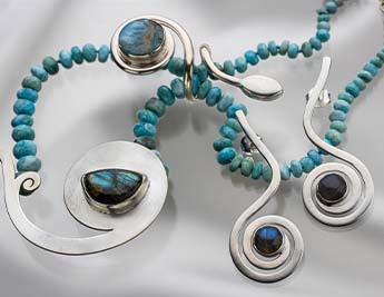 Ammonite Collection | 925 Sterling Silver Jewelry with Labradorite and Larimar