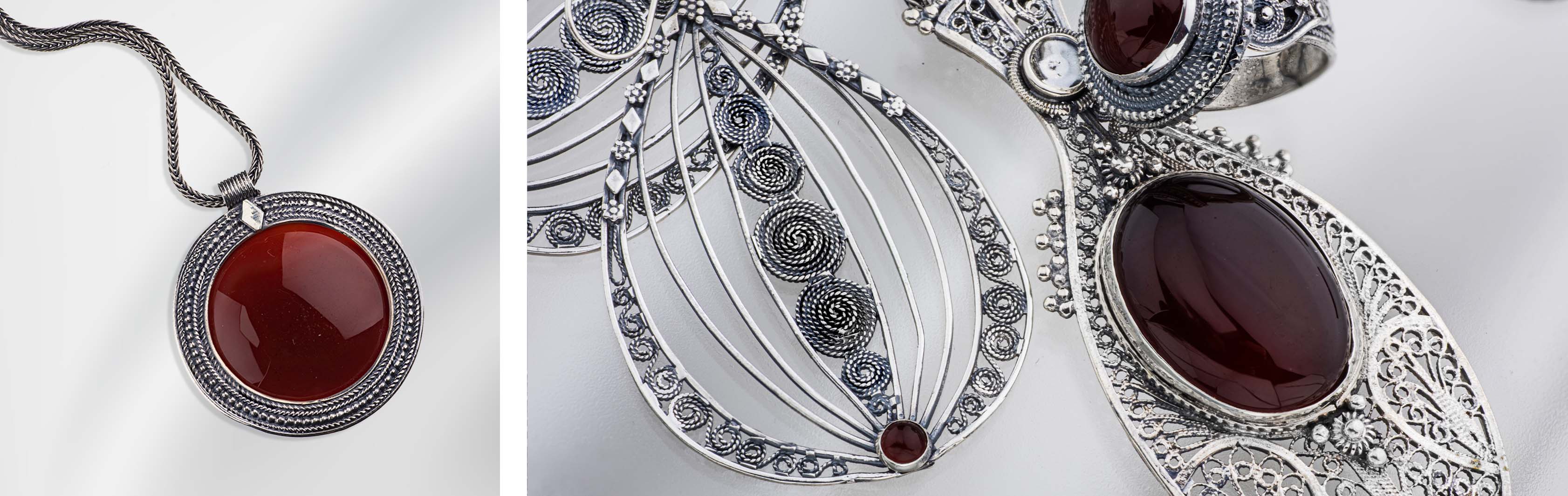 Sweet Spices Collection | 925 Sterling Silver Yemenite Filigree Jewelry set with Carnelian