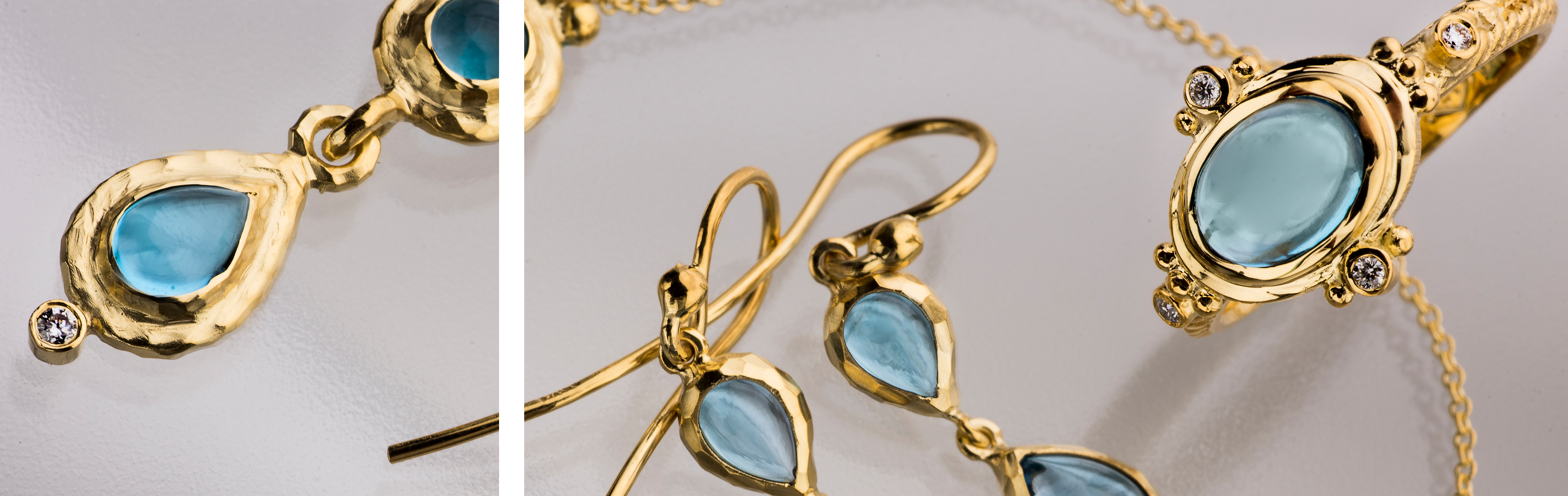 Victoria Collection | 14K Gold Matte Finish Jewelry with Blue Topaz