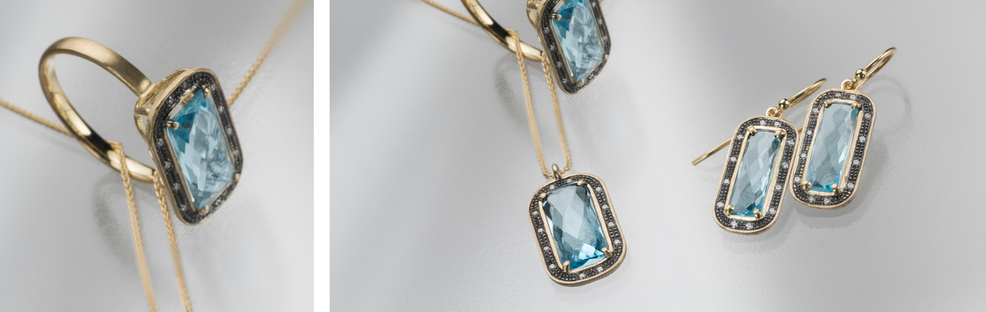 The Oracle Collection | 14K Gold Rhodium Finished Jewelry with Blue Topaz and Diamond