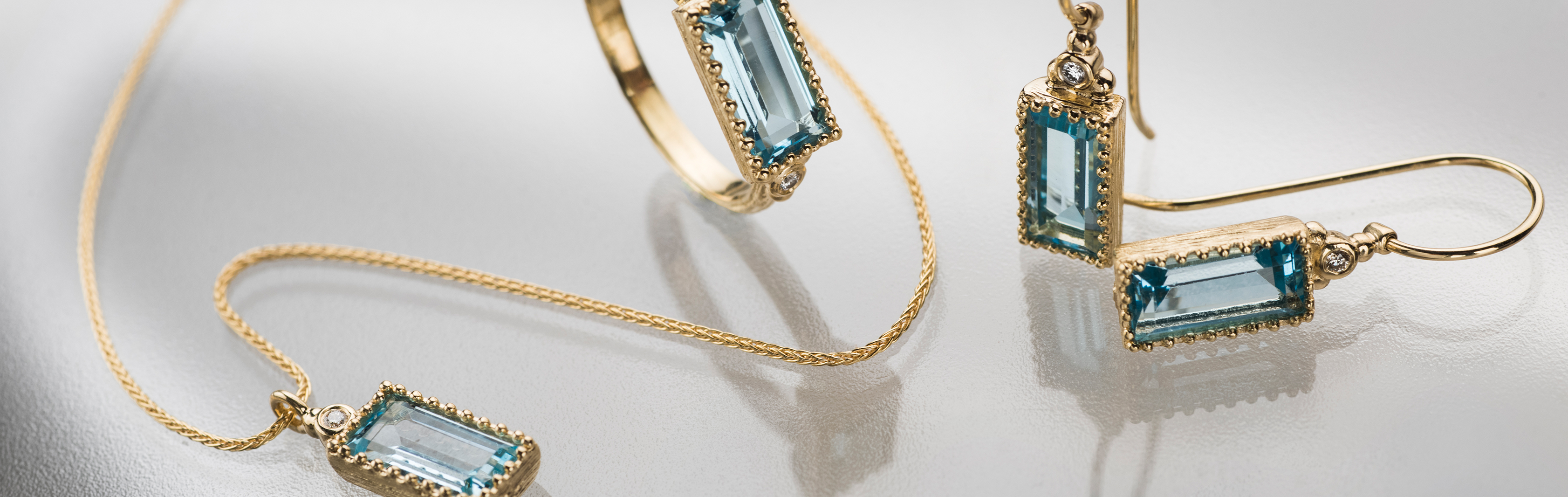 Blue Transluscence Collection | 14K Gold Jewelry with Blue Topaz and Diamonds