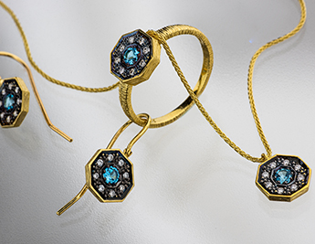 Romance Collection |14K Gold Jewelry with Blue Topaz and Diamonds