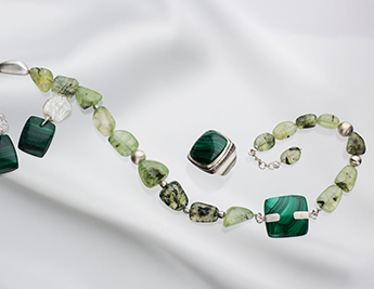 Waves and Inclusions Collection | 925 Sterling Silver and Malachite Jewelry