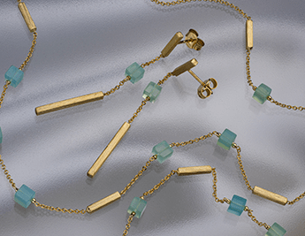 Israeli Stream Collection | 14K Gold and Chalcedony Jewelry