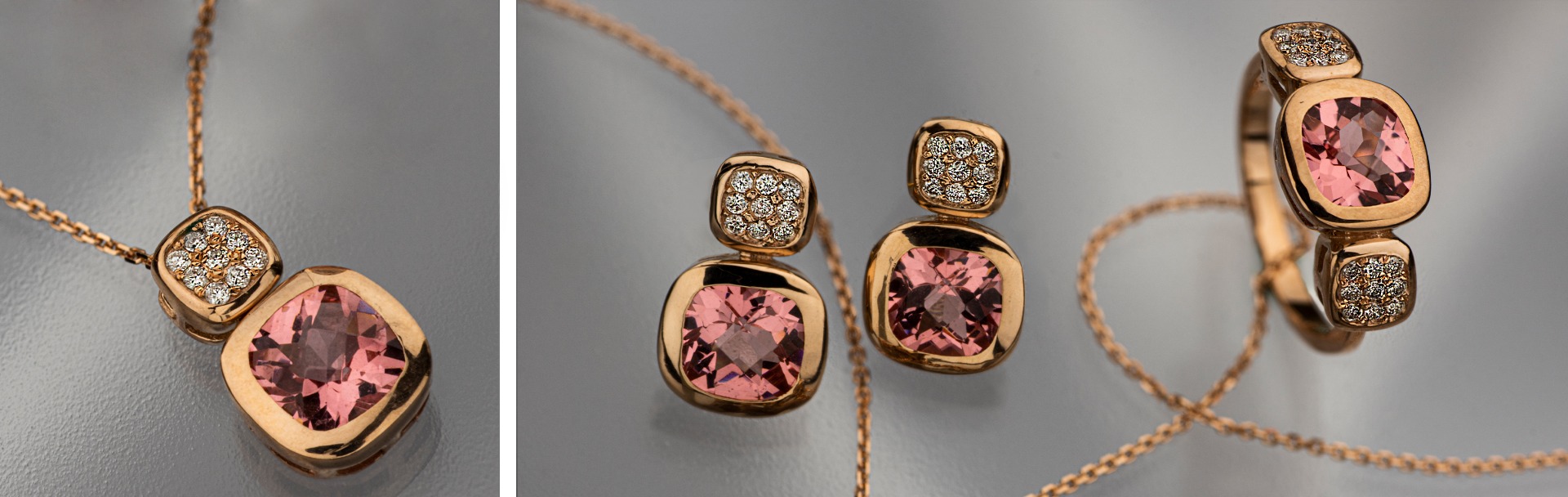 14K Gold Rose Jewelry with Morganite