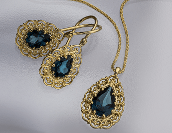 Depths of the Lake Collection | 14K Gold Jewelry with Blue Topaz and Diamonds