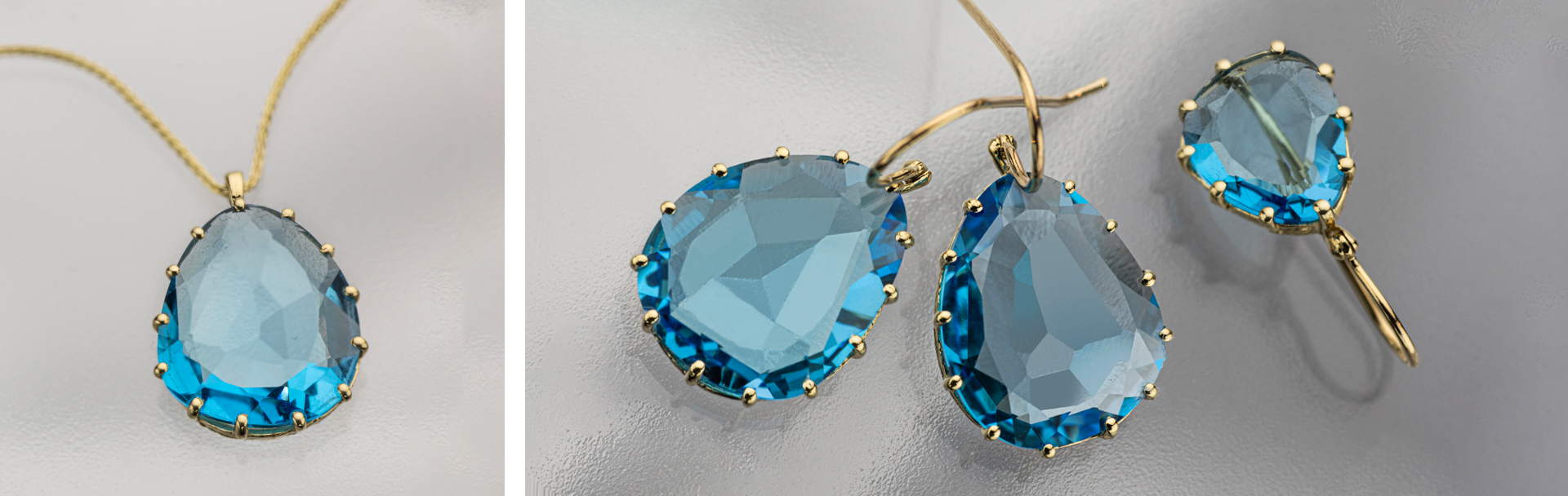 14K Gold Jewelry with Blue Topaz