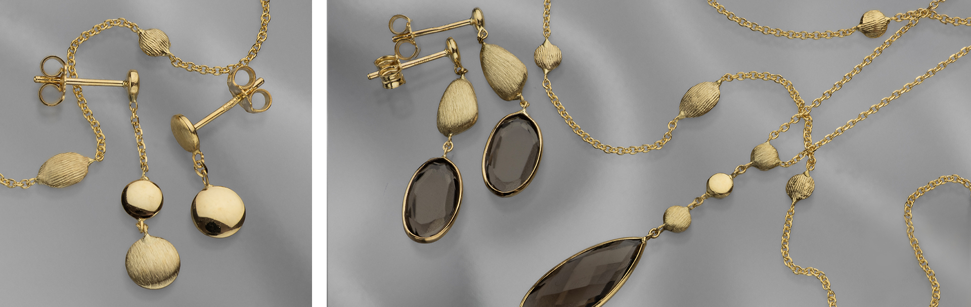 14K Gold Jewelry with Smoky Quartz