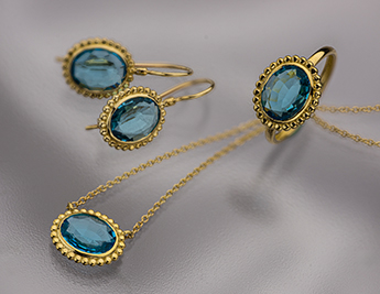 Neptune Collection | 9K Gold Jewelry with Blue Topaz
