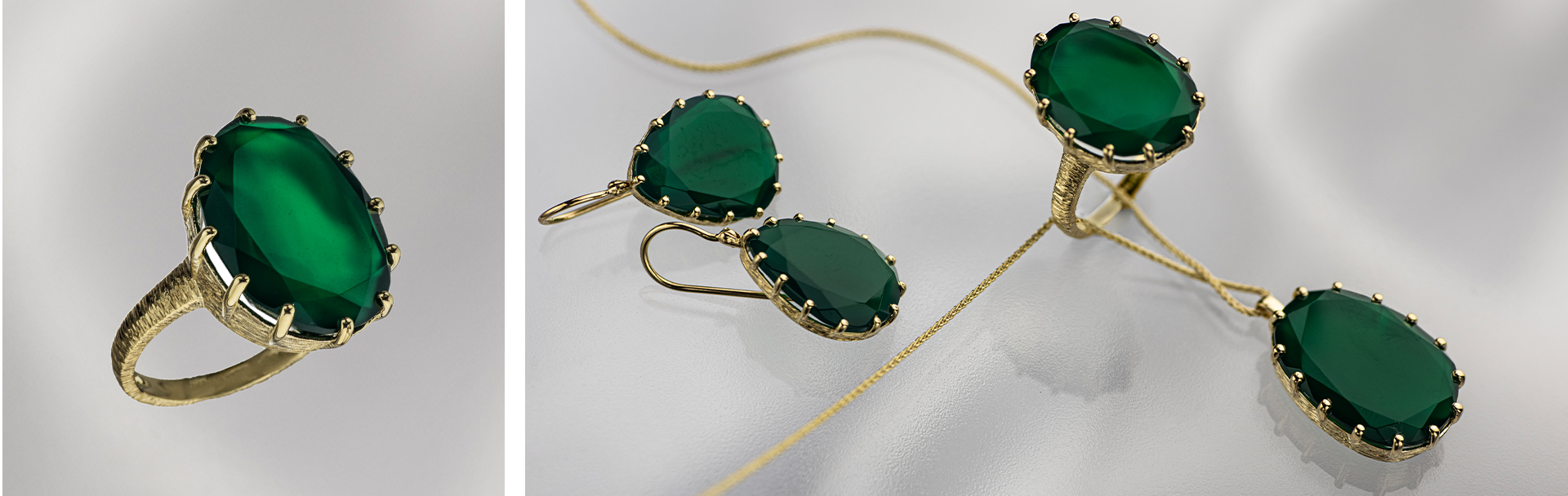 14K Gold Jewelry with Green Onyx