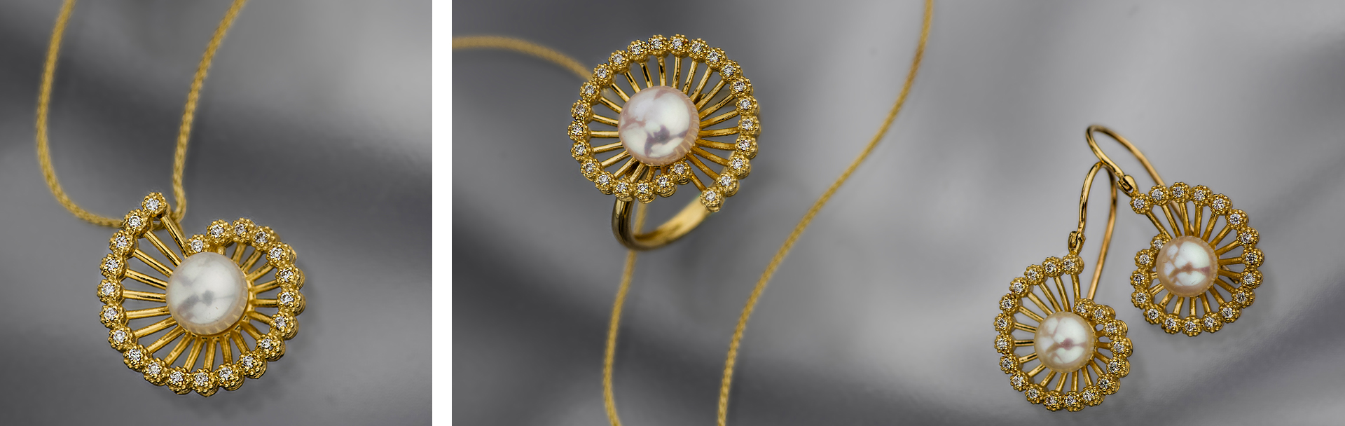 14K Gold Jewelry with Pearls and Diamonds