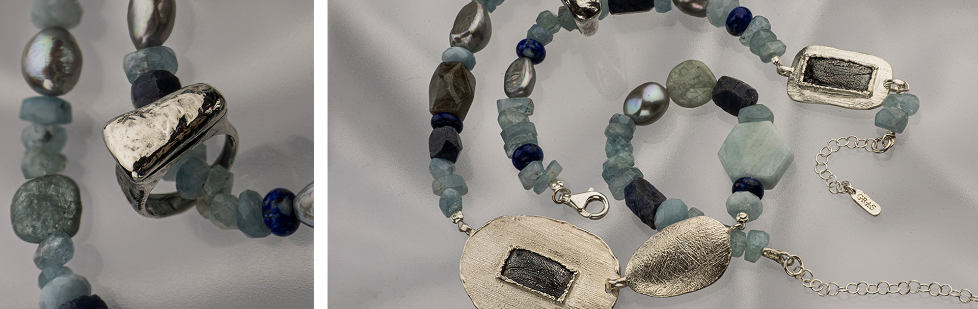925 Sterling Silver Jewelry with Aquamarine, Labradorite, Sodalite and Pearl