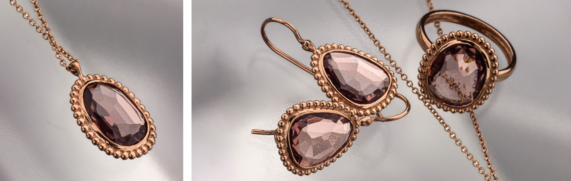 9K Rose Gold Jewelry with Morganite