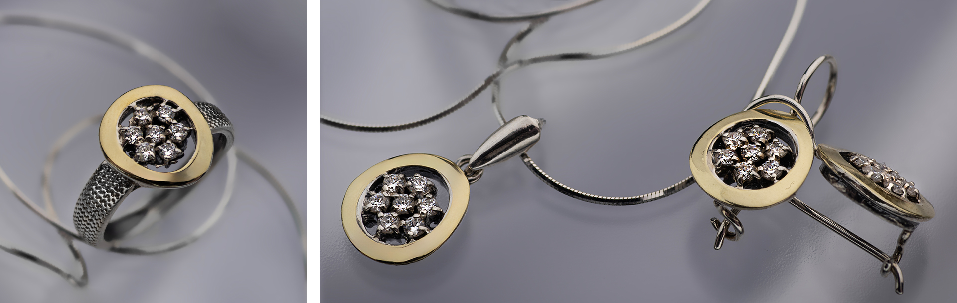 925 Sterling Silver & 9K Gold Jewelry with Cubic Zirconia