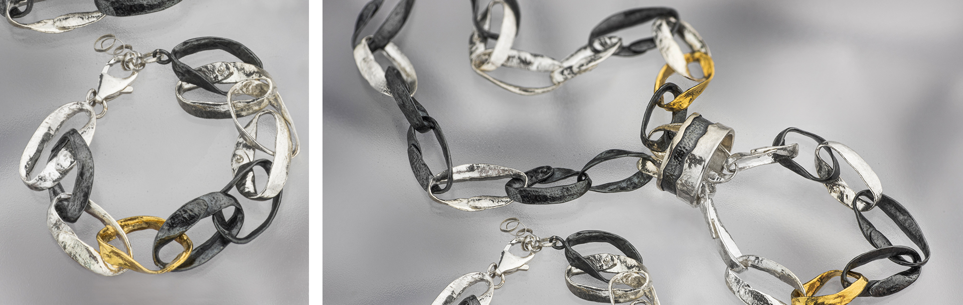 White, Oxidized & Gilded Silver Jewelry