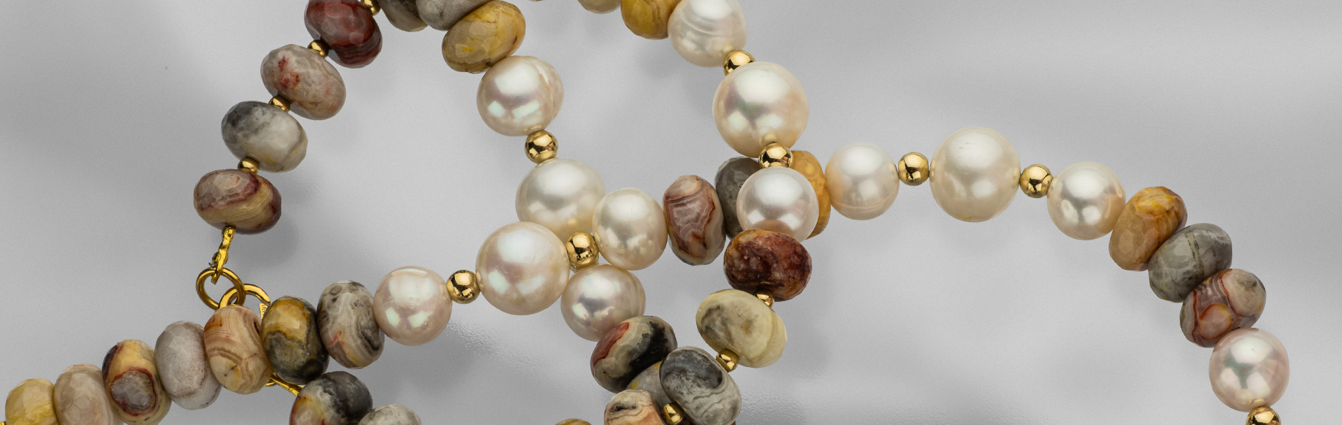 Goldfilled Jewelry with Agate and Pearls