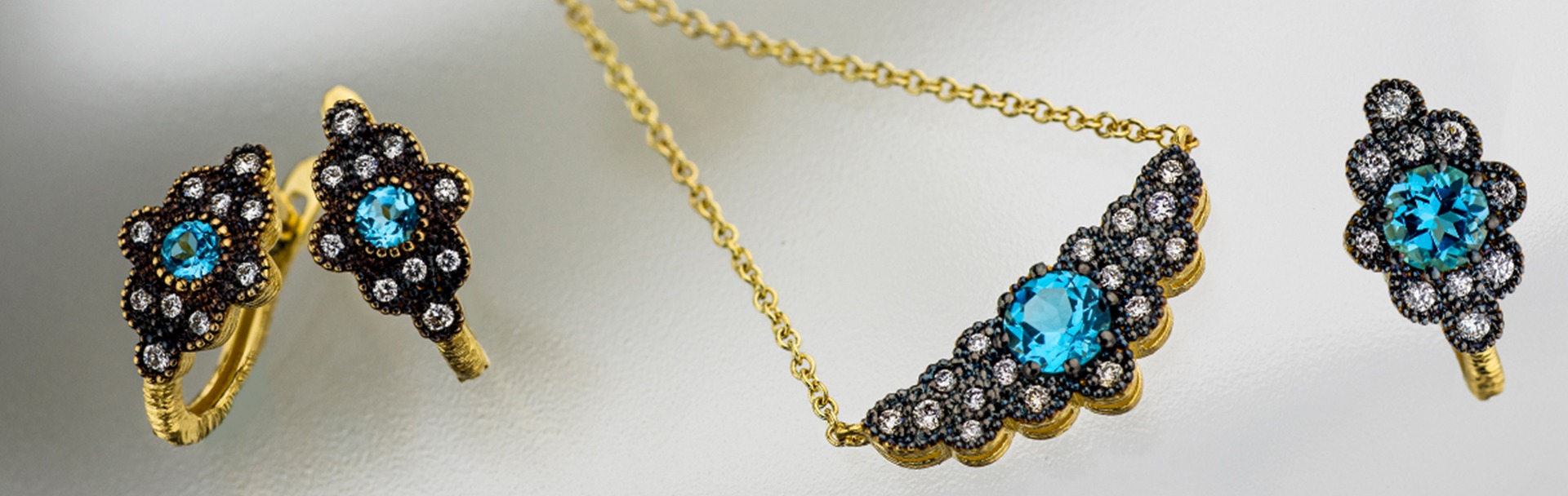 Lake Collection |14K Gold Jewelry with Blue Topaz and Diamonds