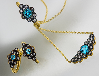 Lake Collection |14K Gold Jewelry with Blue Topaz and Diamonds