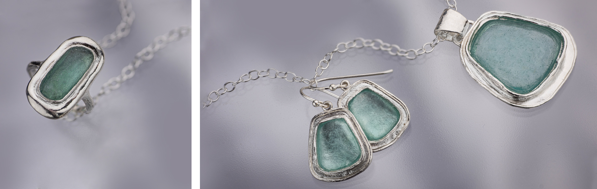 925 Sterling Silver Jewelry with Roman Glass