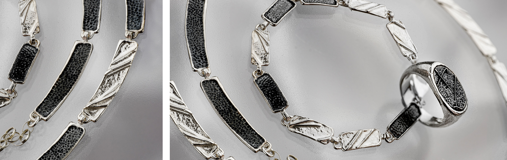 White & Oxidized Silver Jewelry