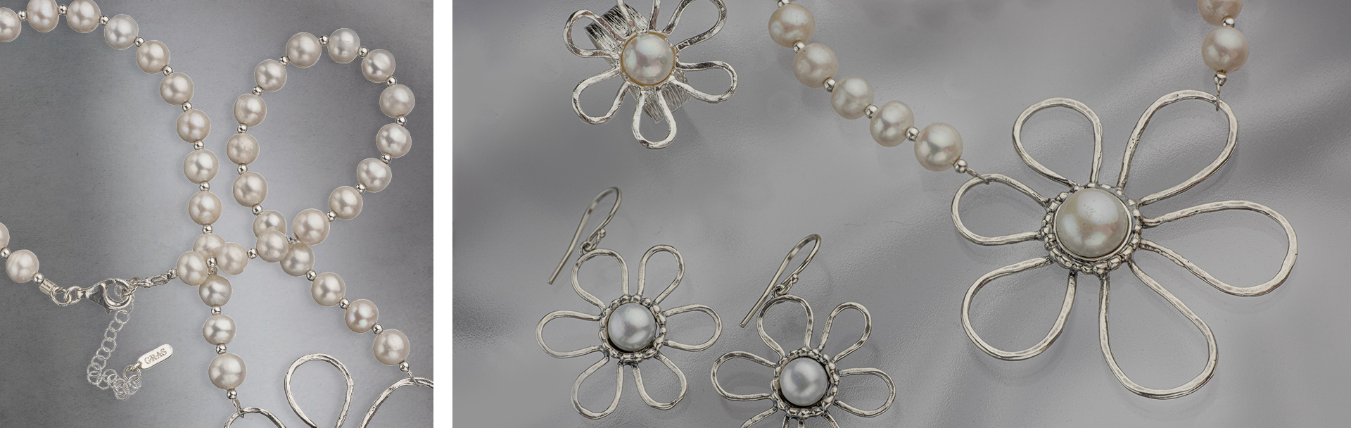 925 Sterling Silver jewelry set with Pearls