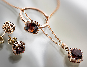 Scarlet Hue Collection | 14K Rose Gold Jewelry with Garnet and Diamonds